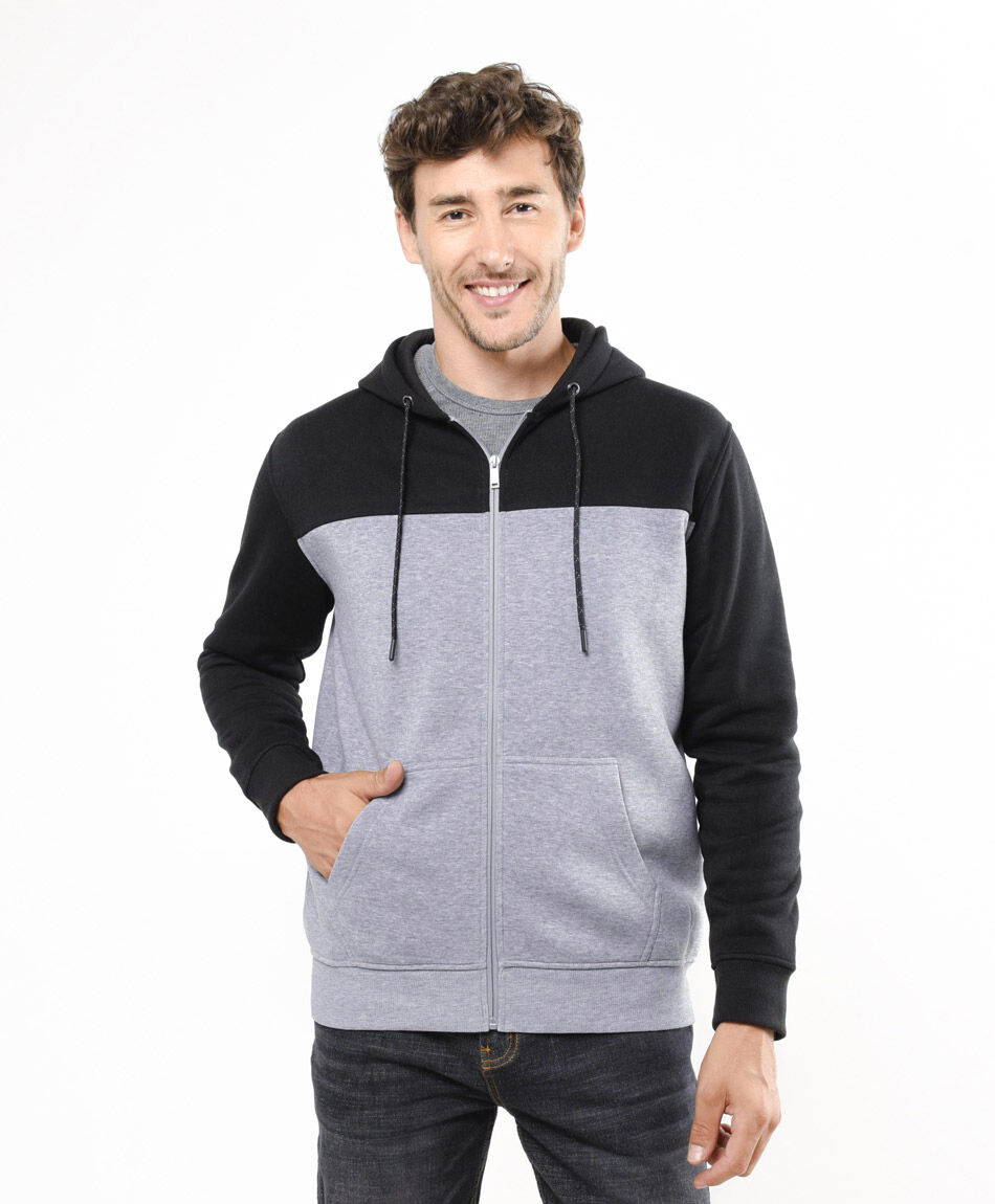 Buzo hombre gris y negro