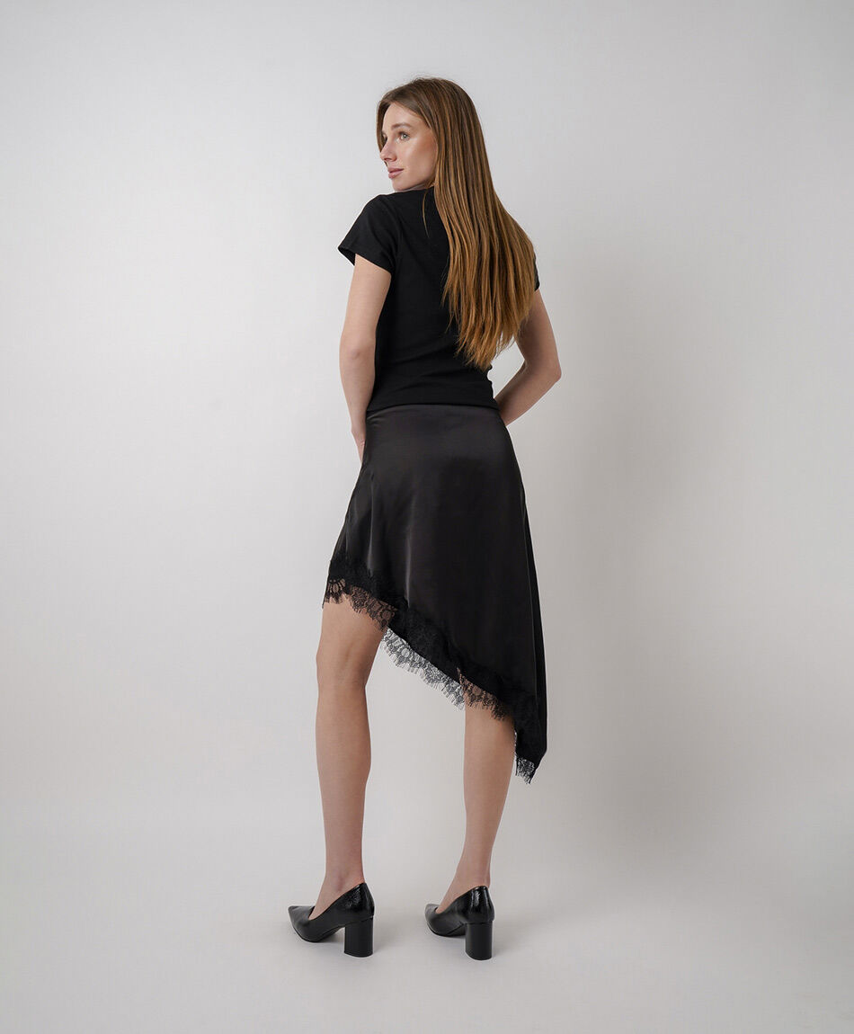 Pollera mujer sat&iacute;n encaje