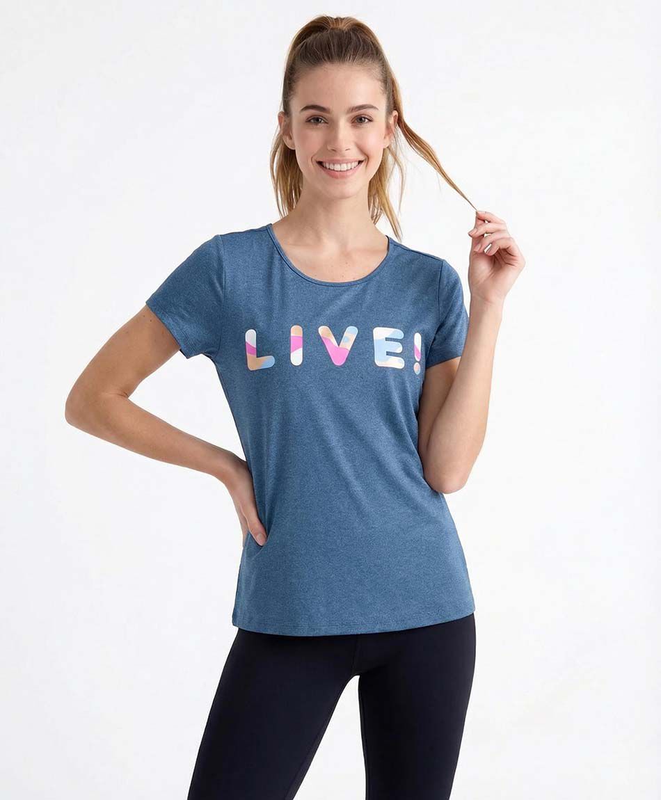 Remera deportiva mujer live blue