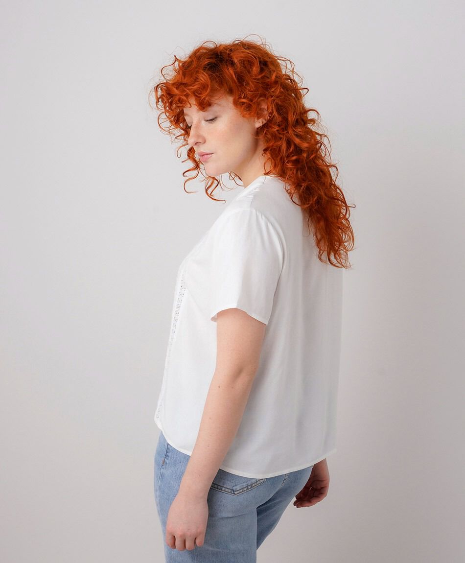 Camisa mujer l&iacute;neas encaje