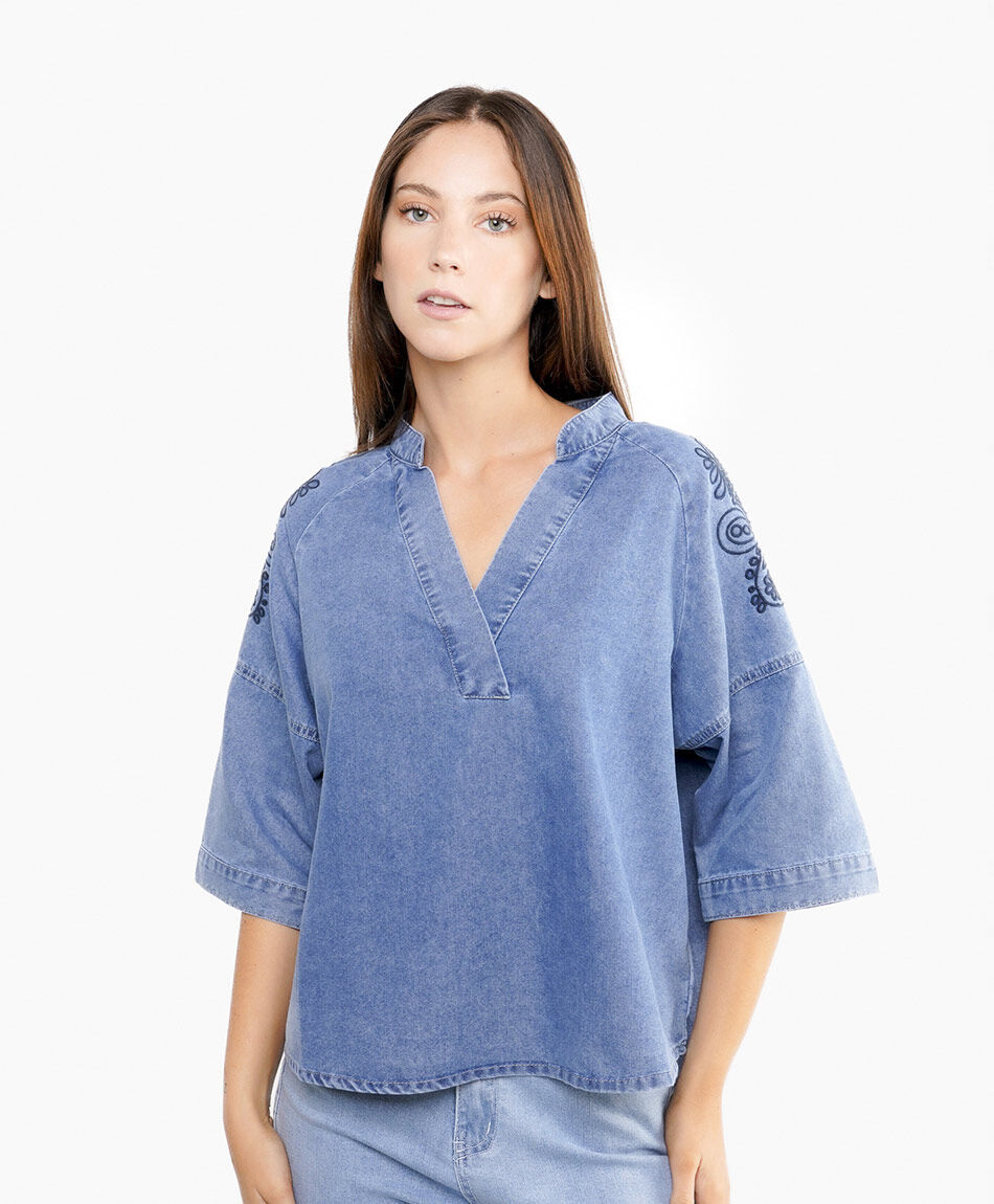 Camisa mujer denim azul
