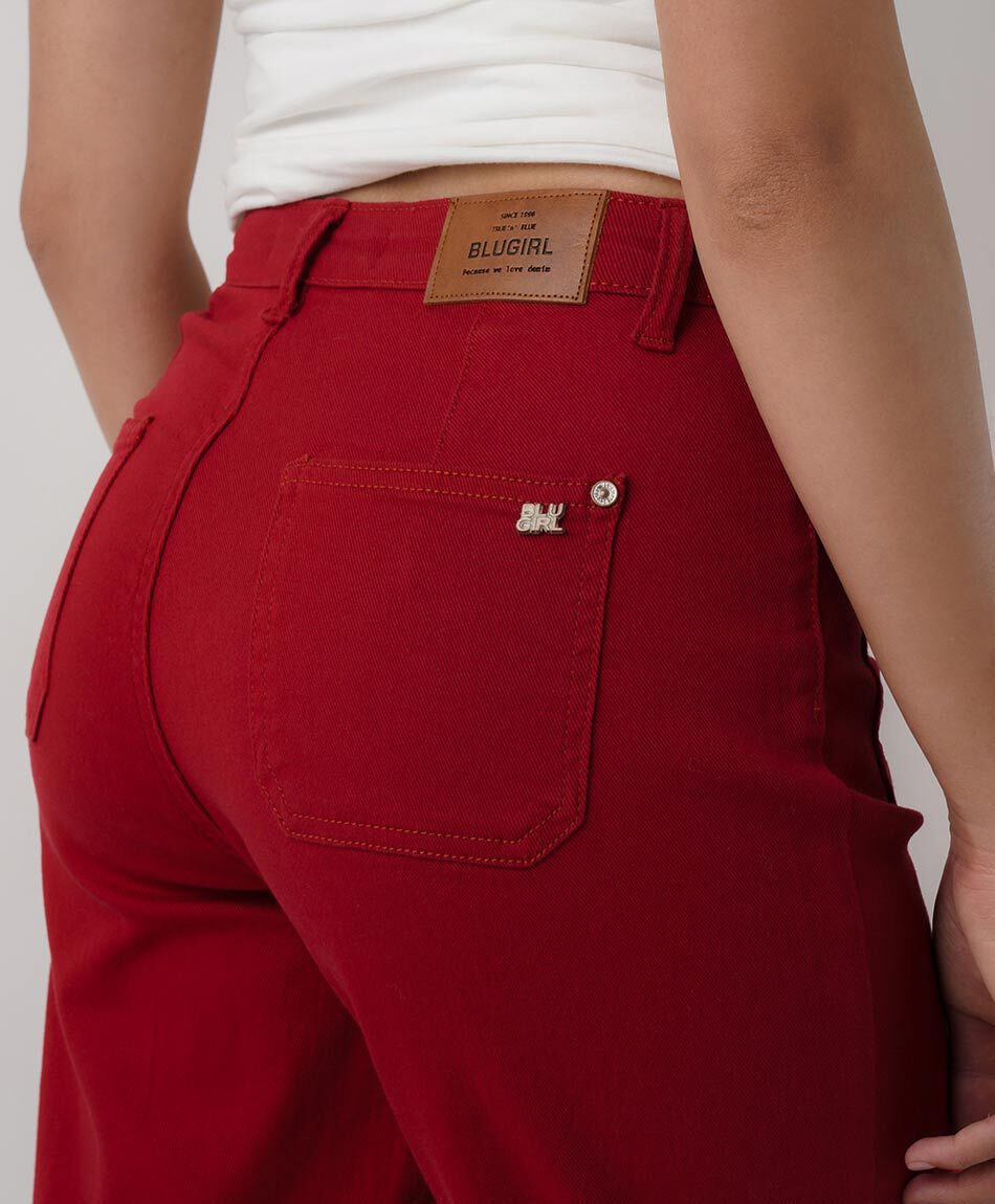 Jeans mujer wide leg rojos