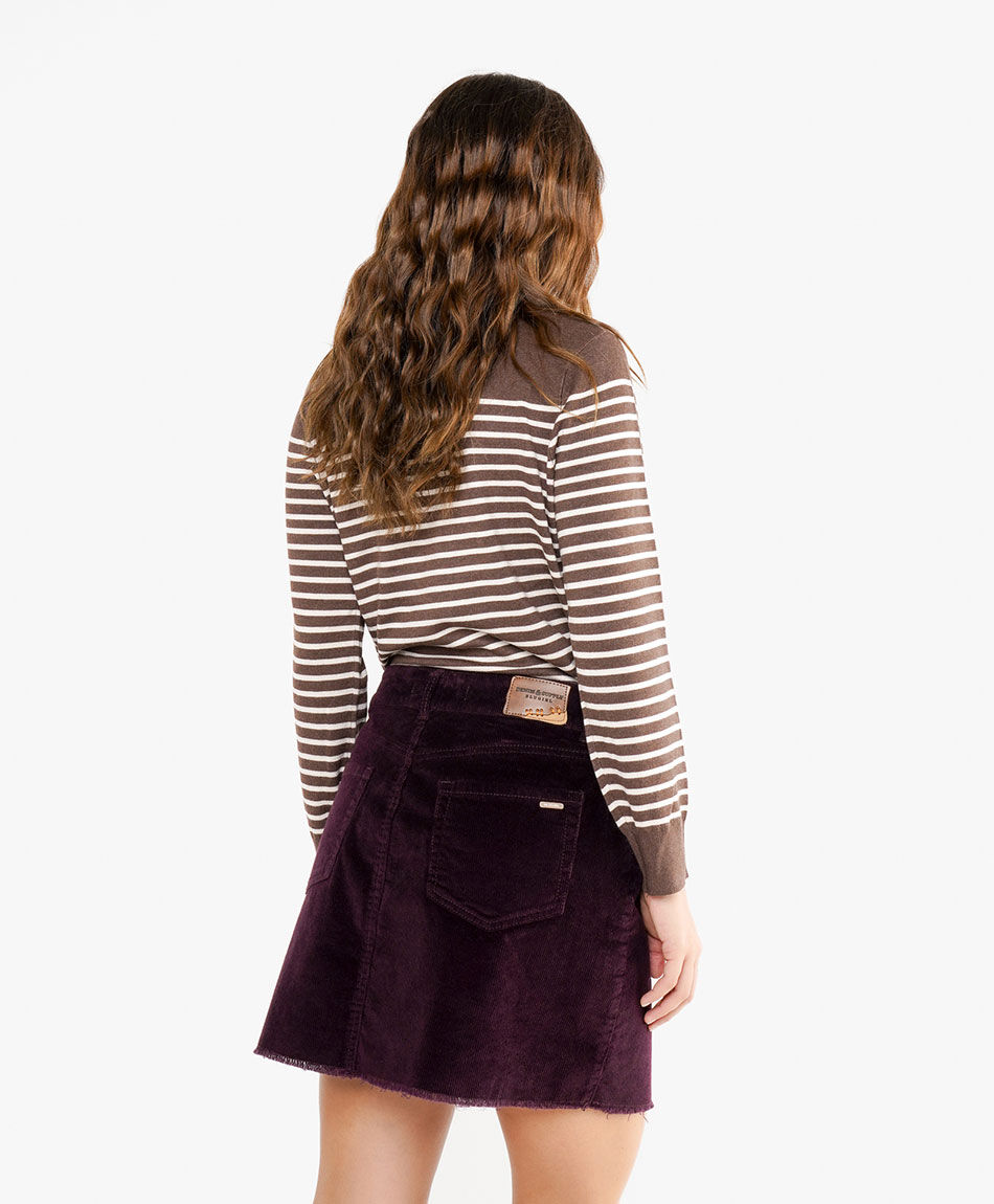 Mini falda mujer short contraste burdeo