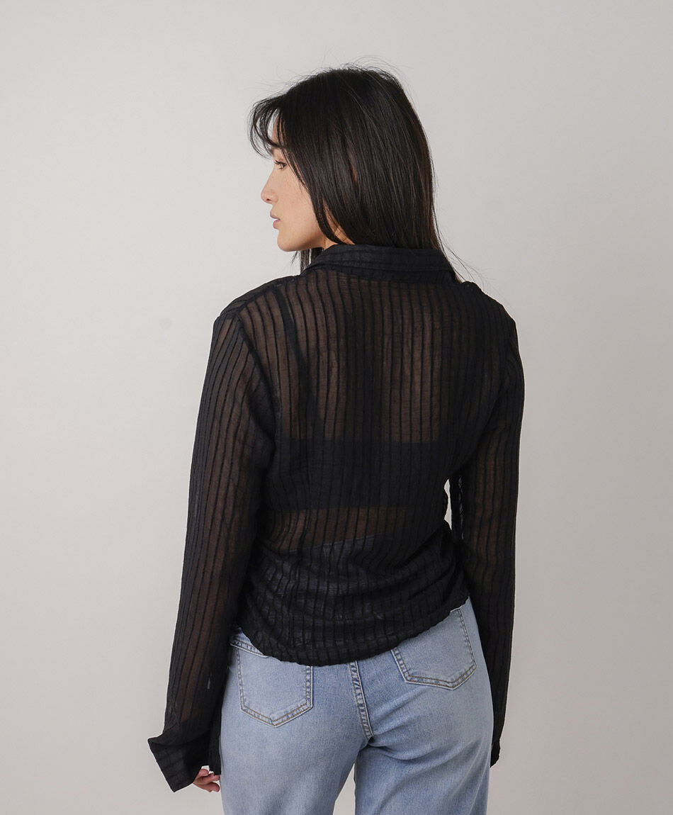 Camisa mujer transl&uacute;cida l&iacute;neas