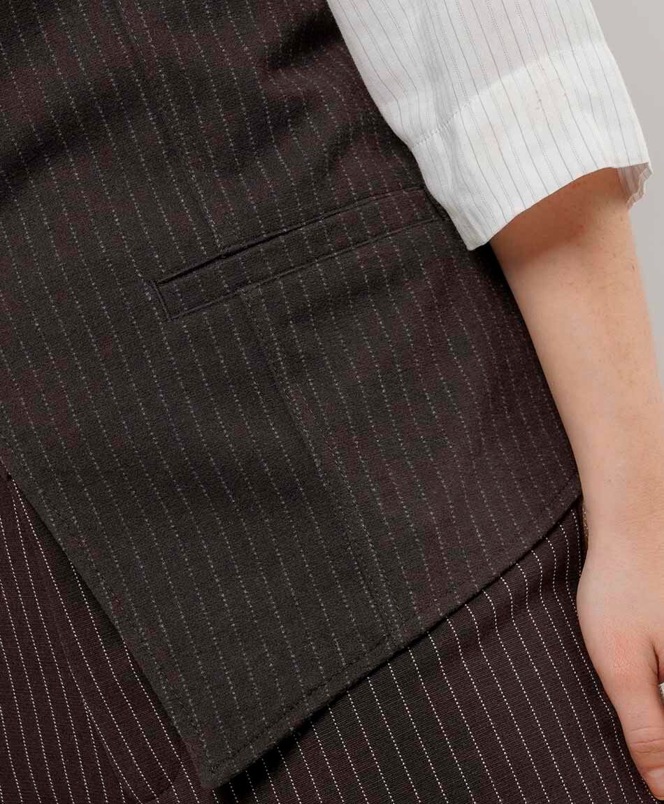 Vest mujer l&iacute;neas brown