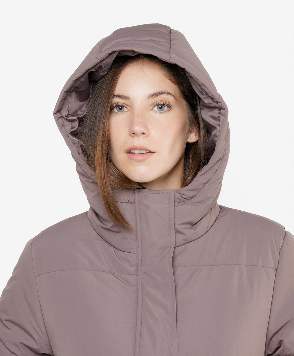Parka mujer larga entallada botones laterales
