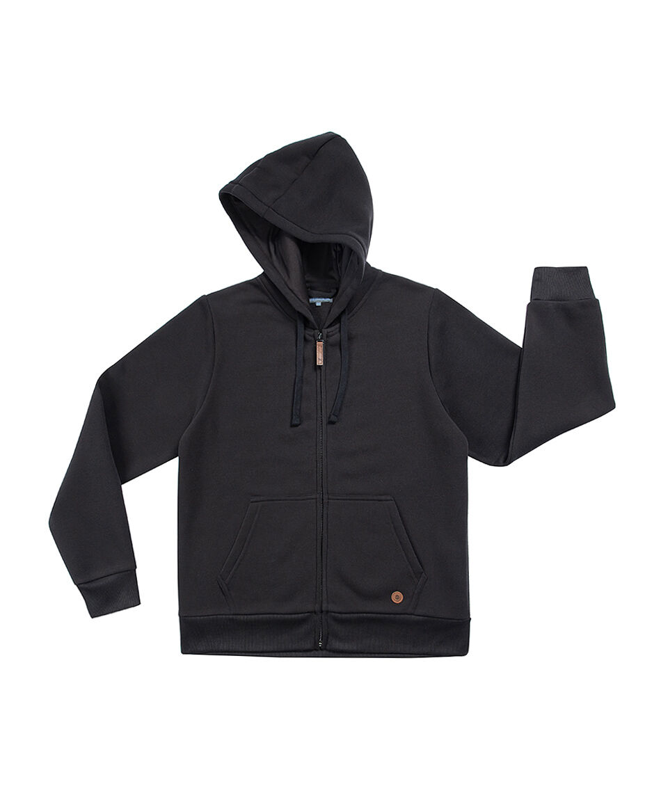 Poler&oacute;n escolar con pu&ntilde;os elasticados negro