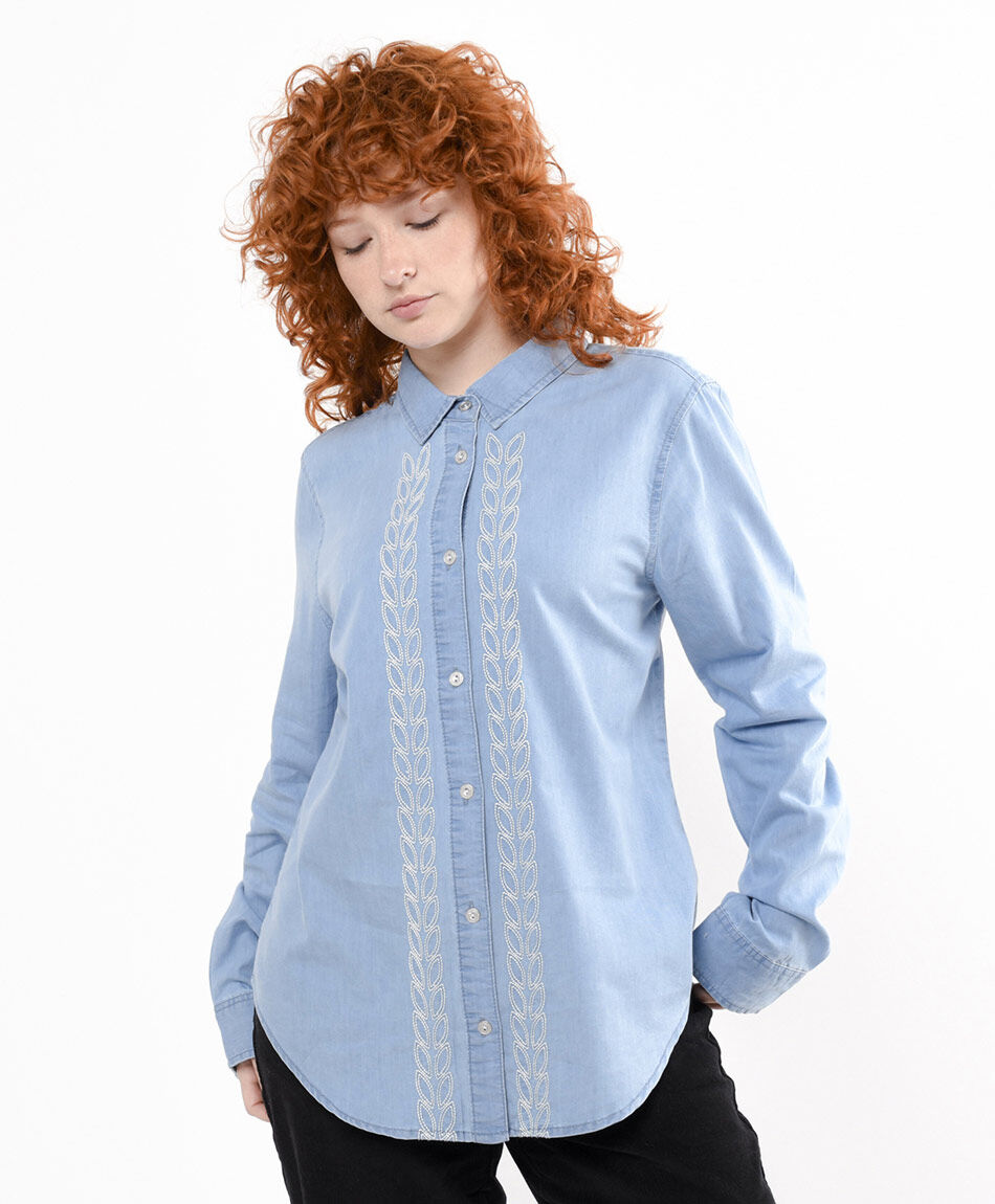 Camisa mujer denim bordada