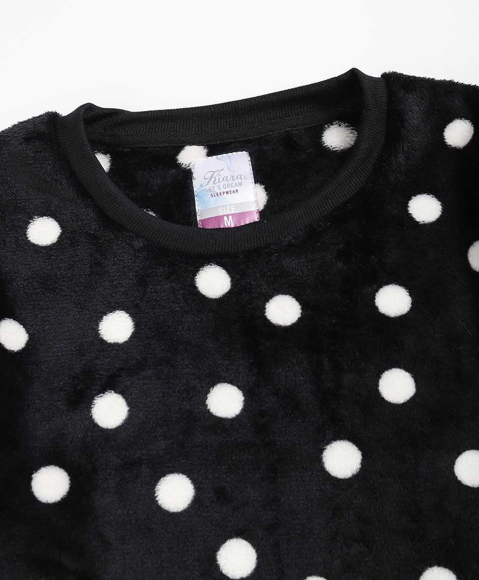 Pijama mujer coral lunares blancos