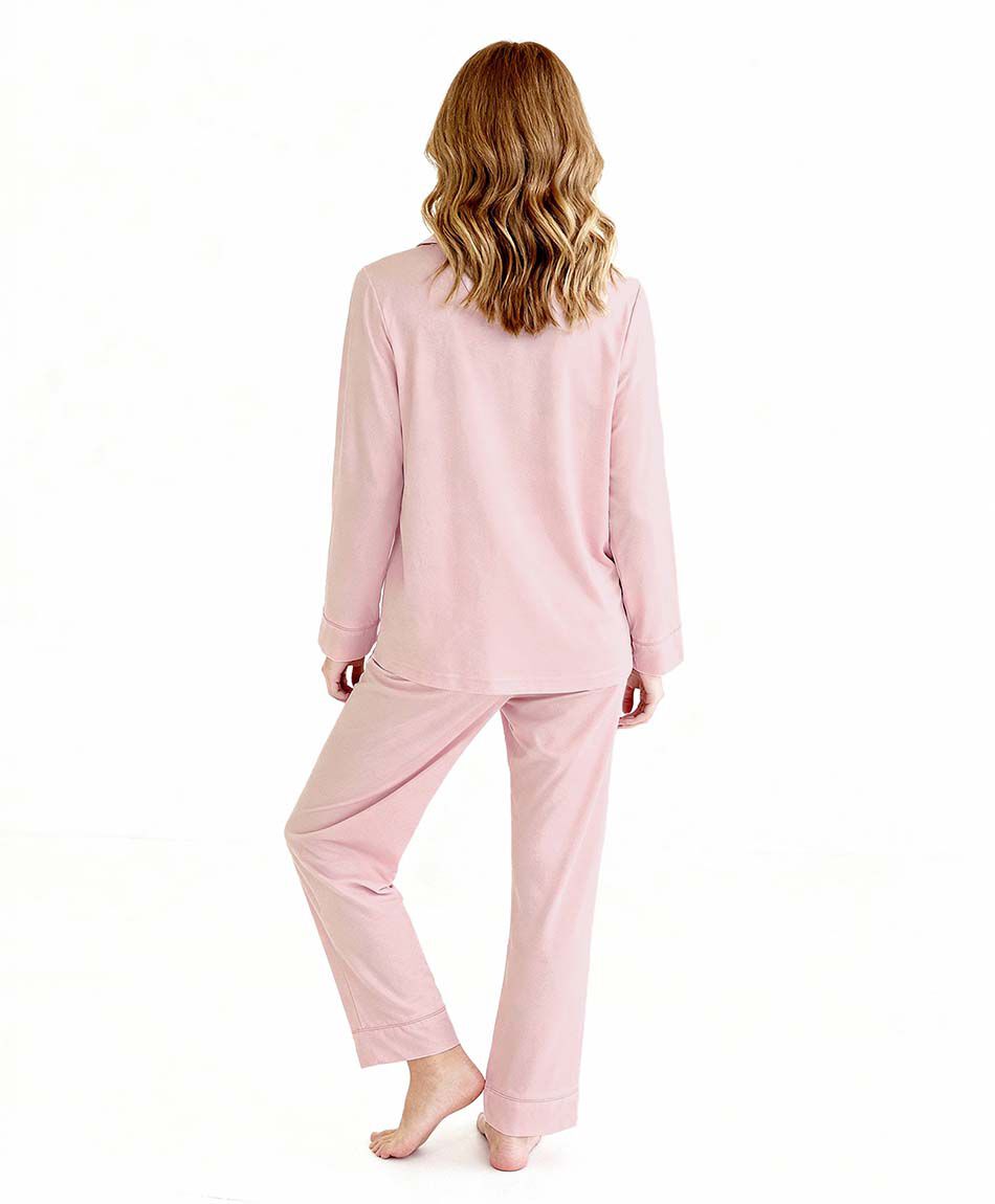 Pijama mujer camisero azul piping