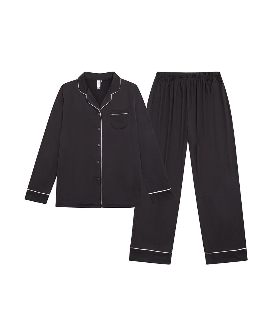 Pijama mujer camisero negro