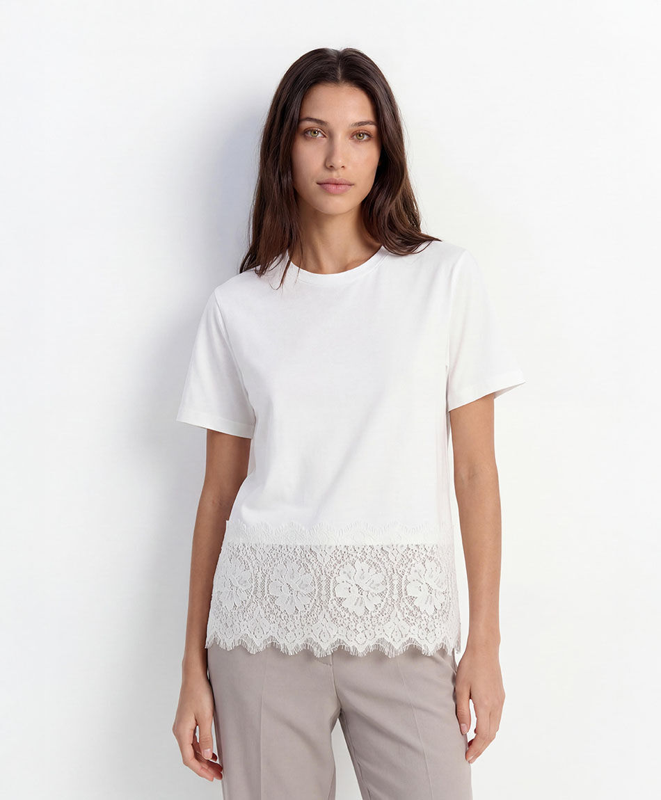 Remera mujer basta encaje colores