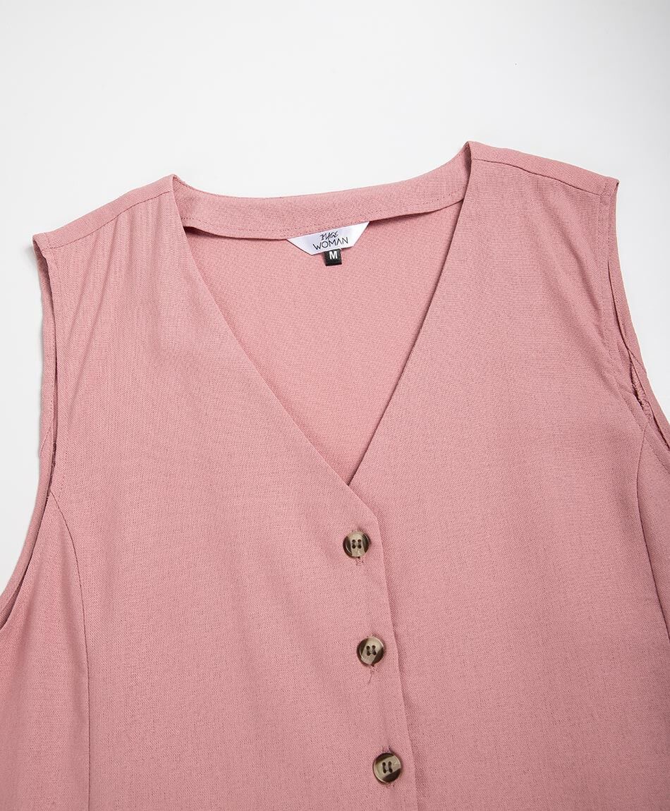 Chaleco mujer lino liso