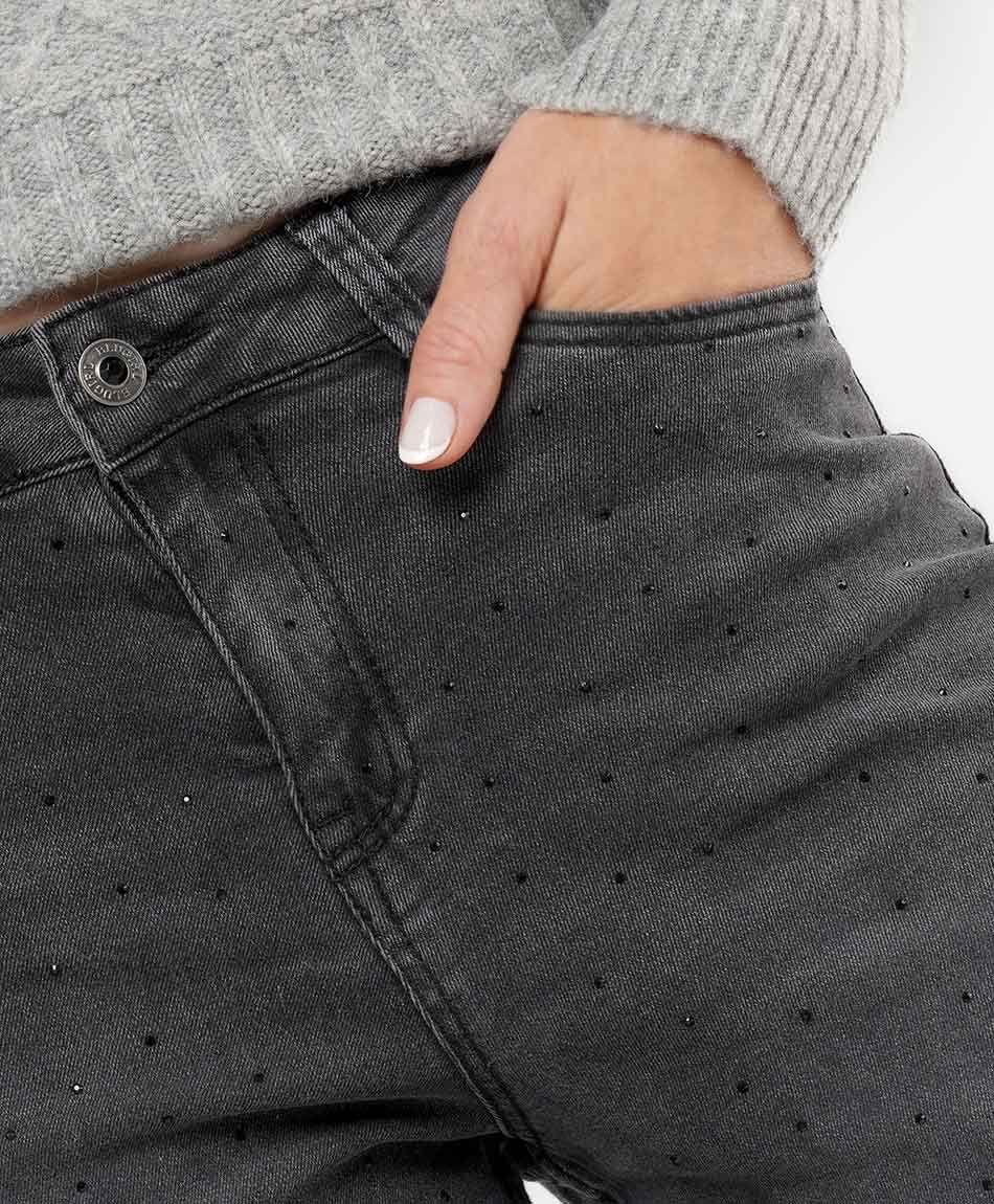 Jeans mujer brillos negros