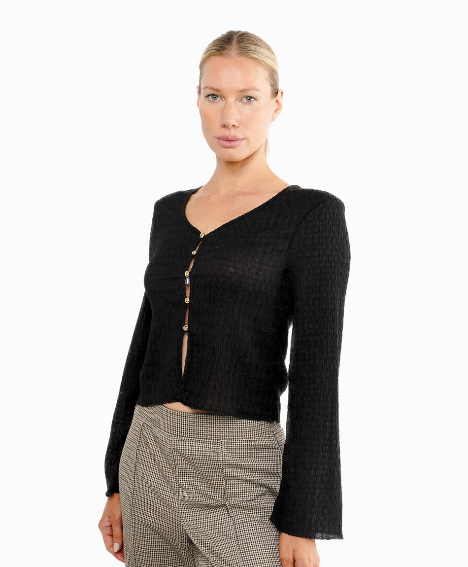 Remera mujer botones dorados