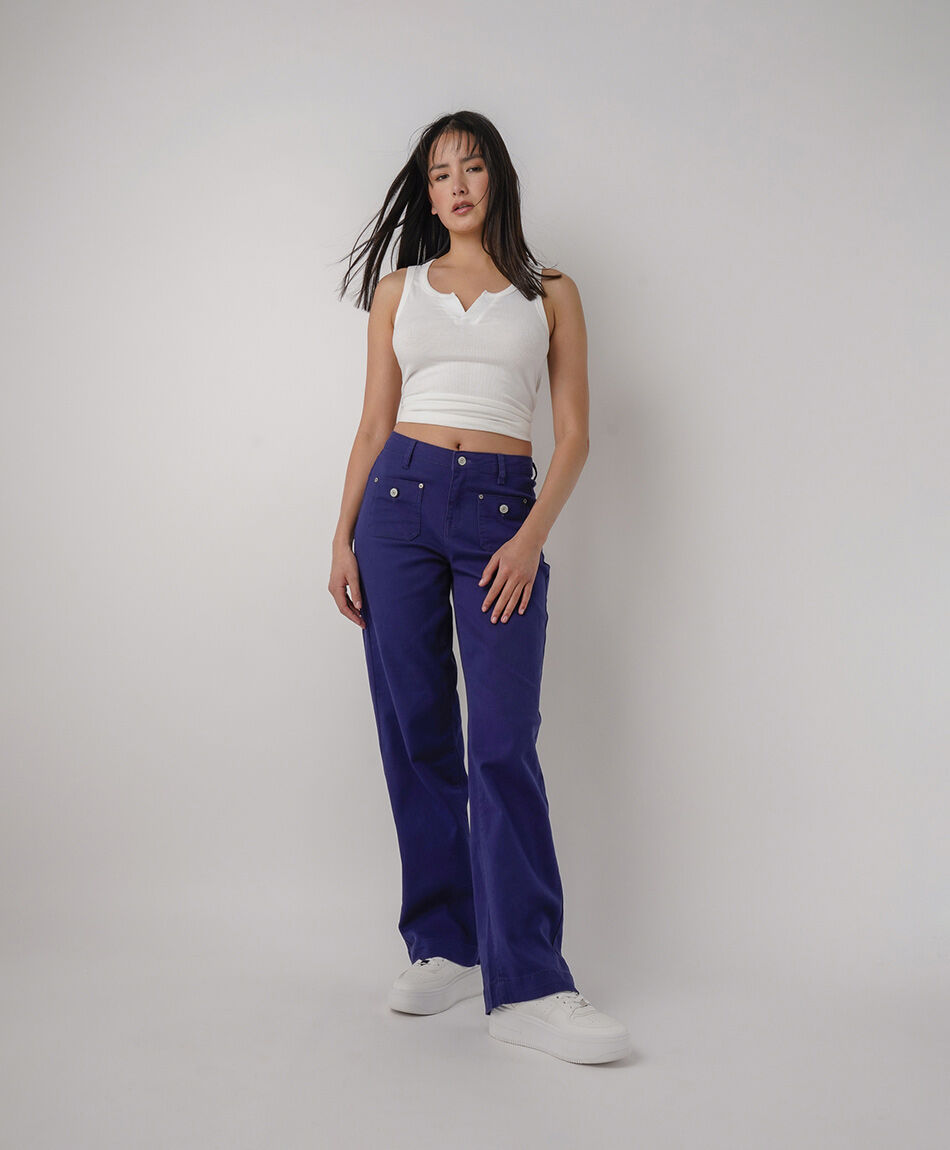 Jeans mujer wide leg navy