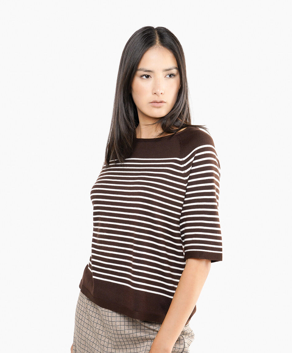 Sweater mujer manga 3/4 lineas