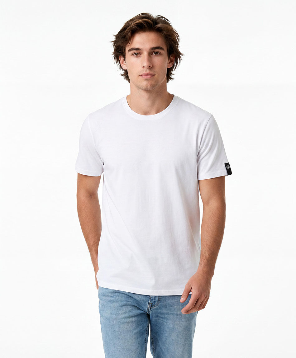 Remera hombre parche manga lisa