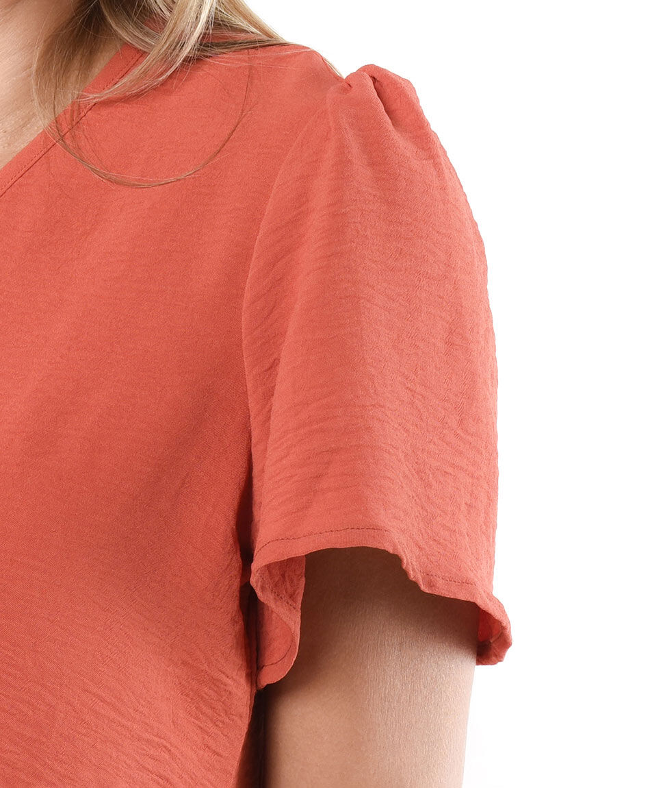 Camisa mujer manga vuelo color