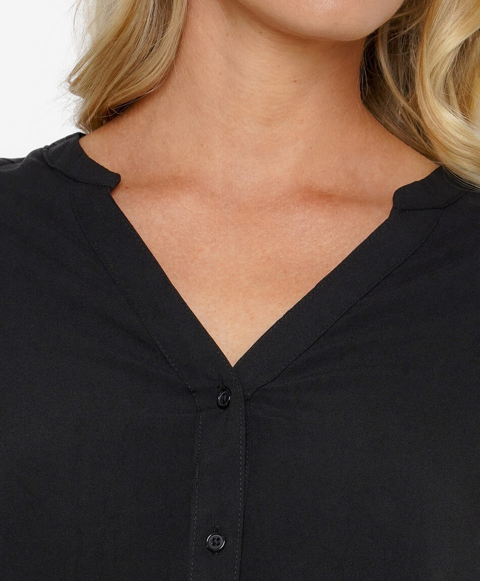 Camisa mujer cuello mao negra