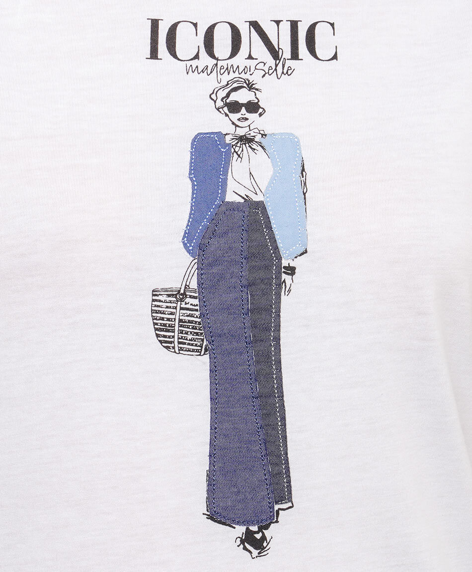 Remera mujer jeans bordado