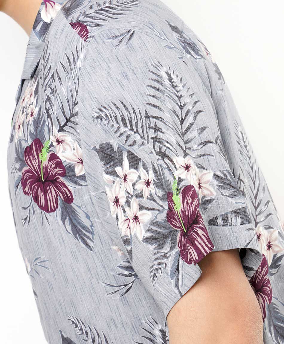 Camisa hombre casual dise&ntilde;o hojas y flores