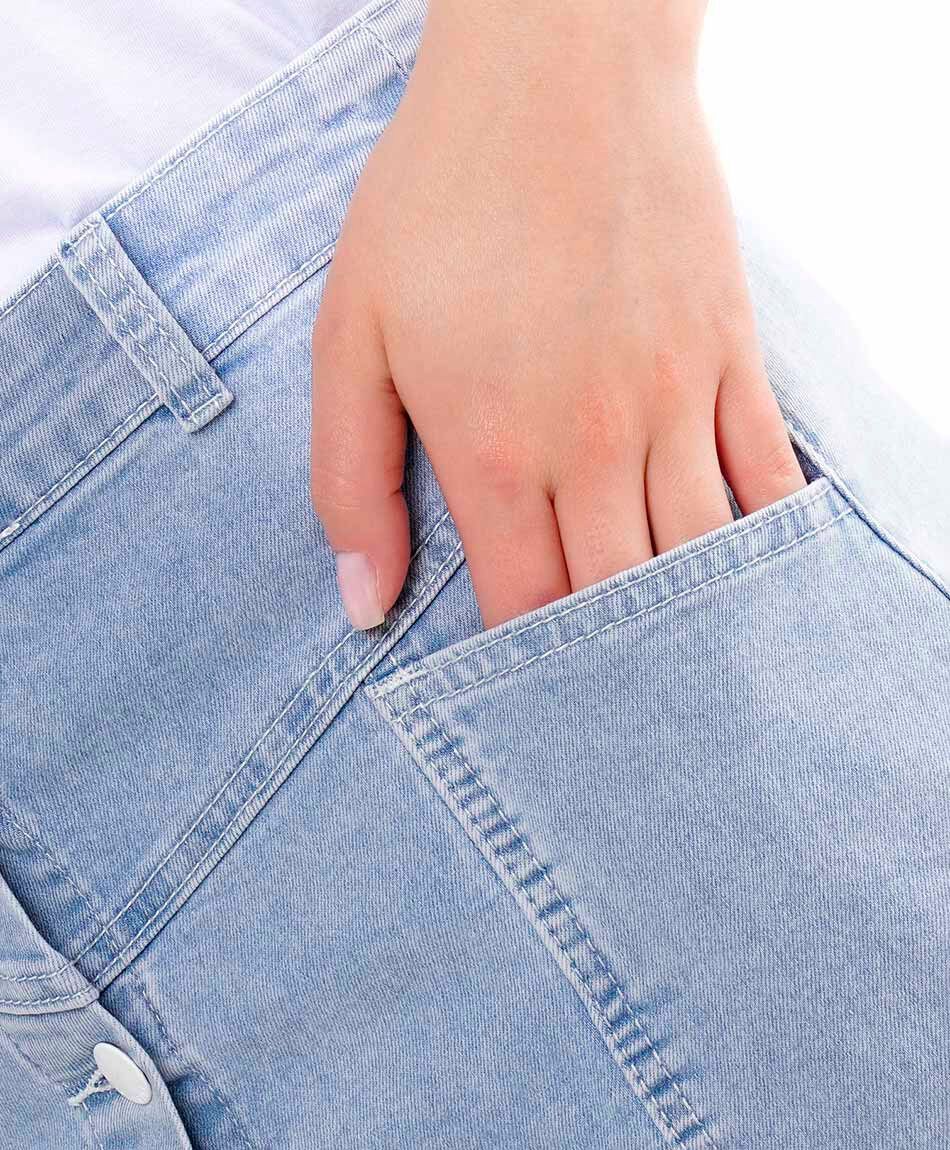 Mini pollera mujer cortes bolsillos