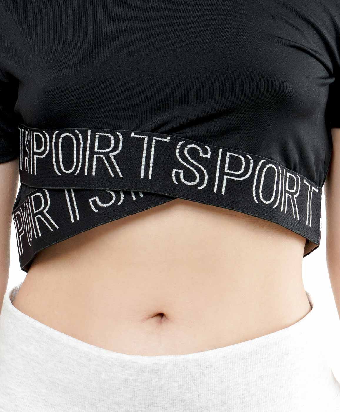 Remera deportiva mujer cruzada crop