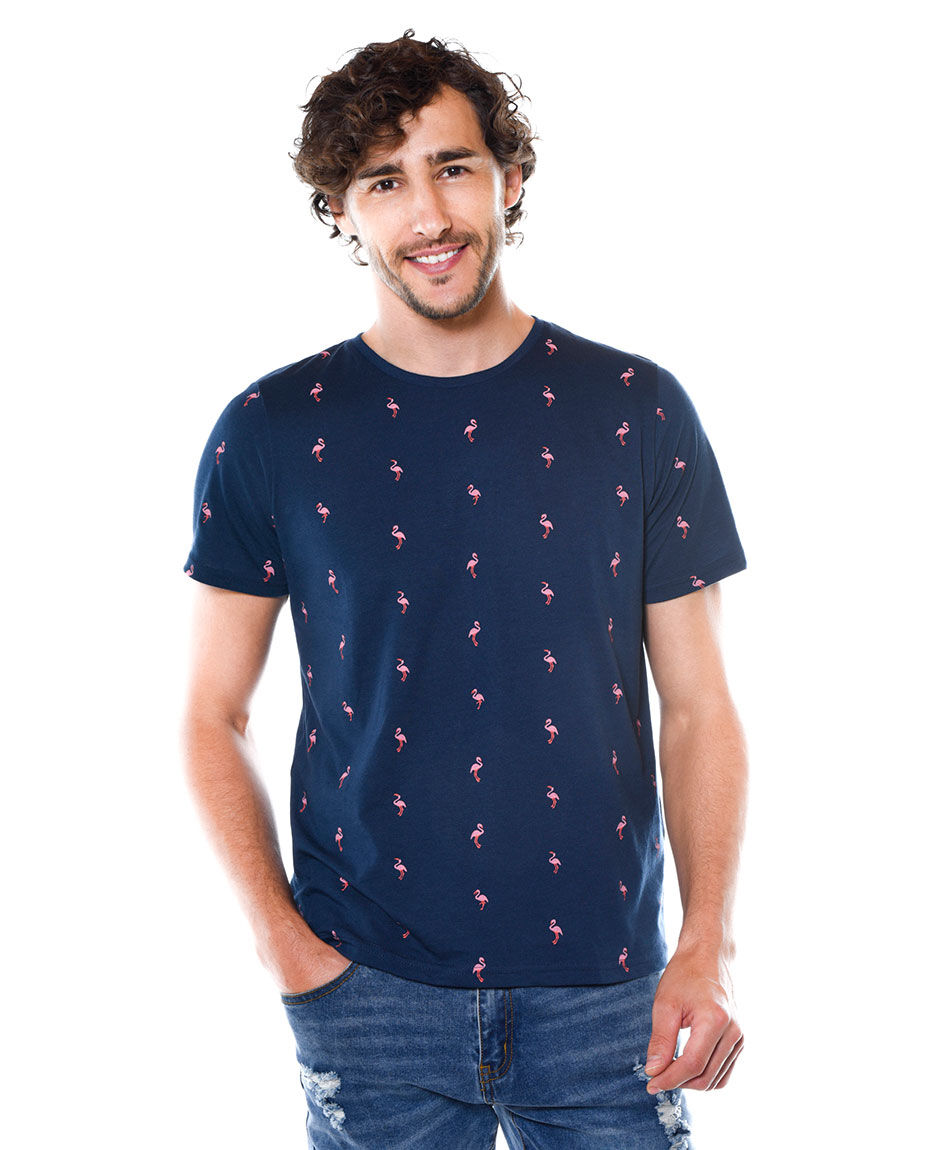 Polera estampada cuello redondo