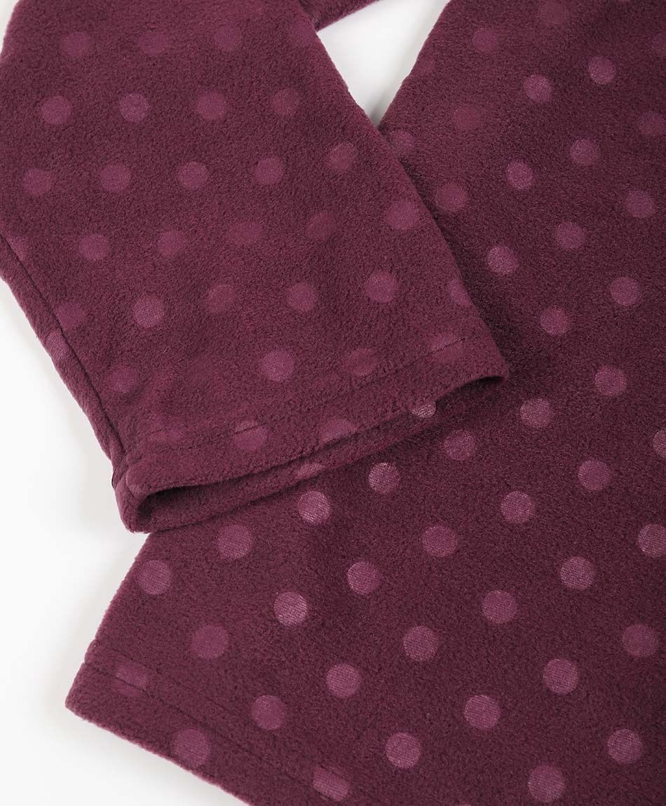 Pijama mujer polar lunares burdeo