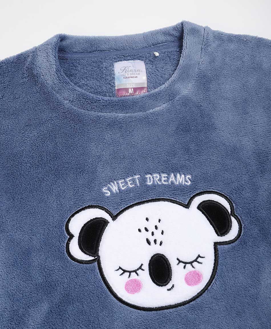 Pijama mujer coral oso rayas