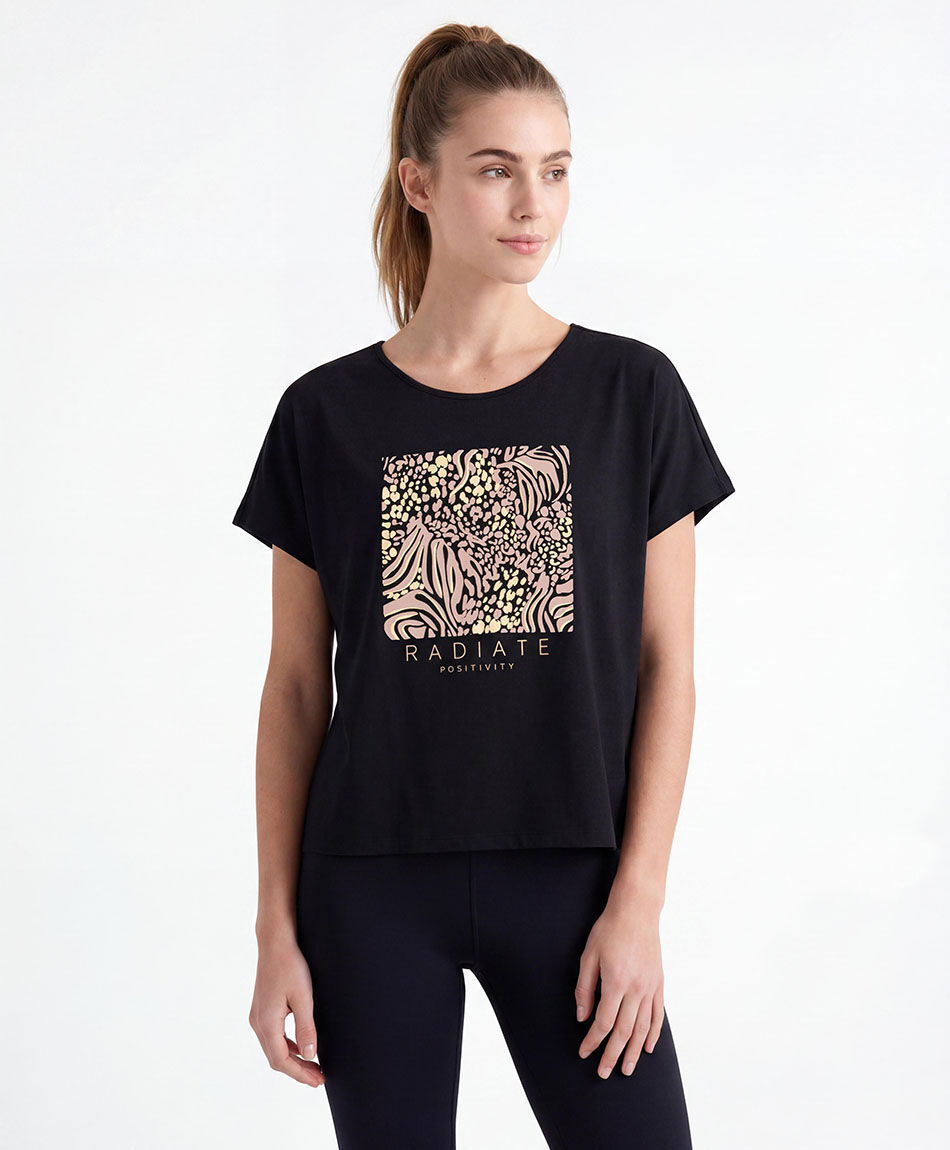 Remera deportiva mujer cuadro print