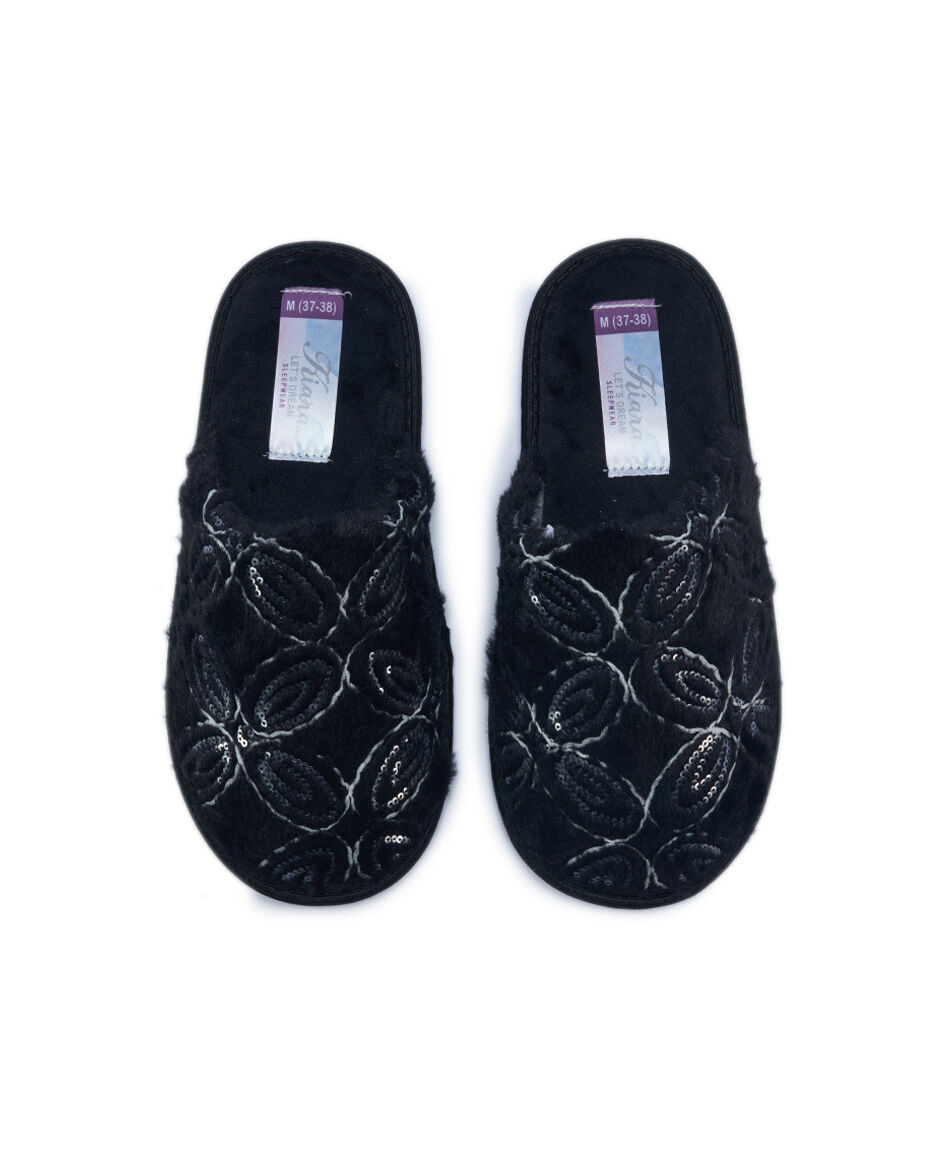 Pantuflas mujer dise&ntilde;o floral lentejuelas