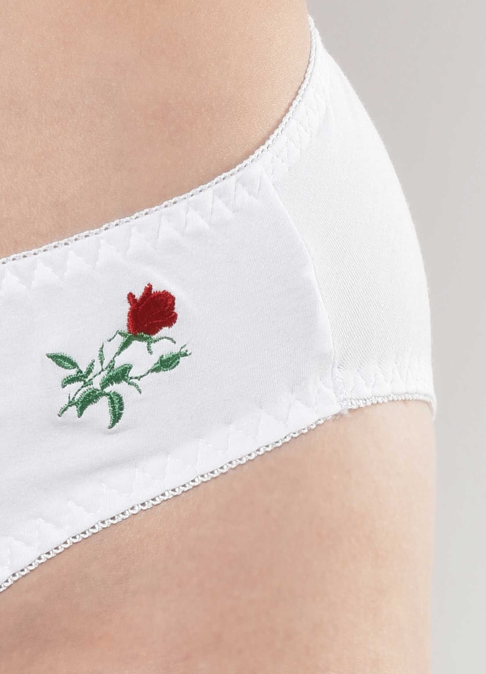 Bombacha bikini mujer liso flor bordada