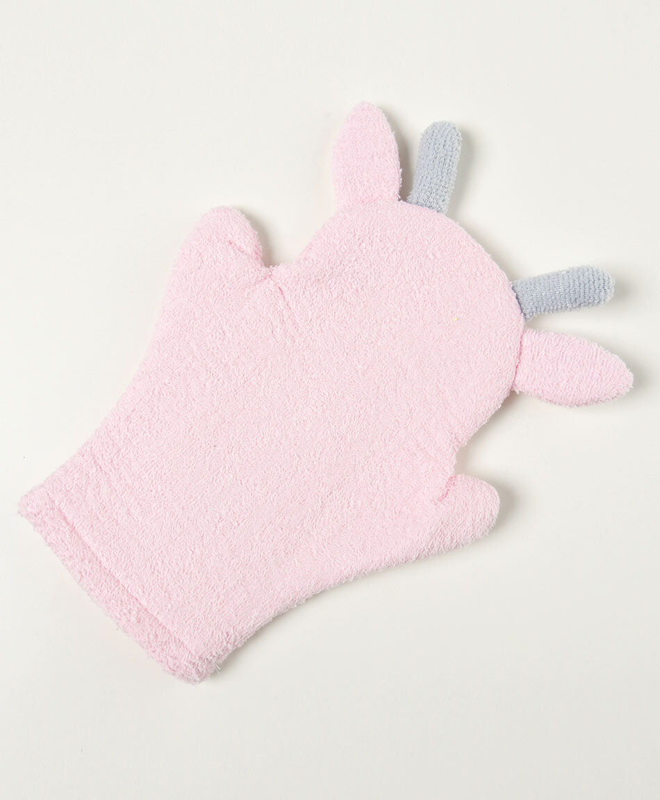 Pack toalla + guante beb&eacute; rosado