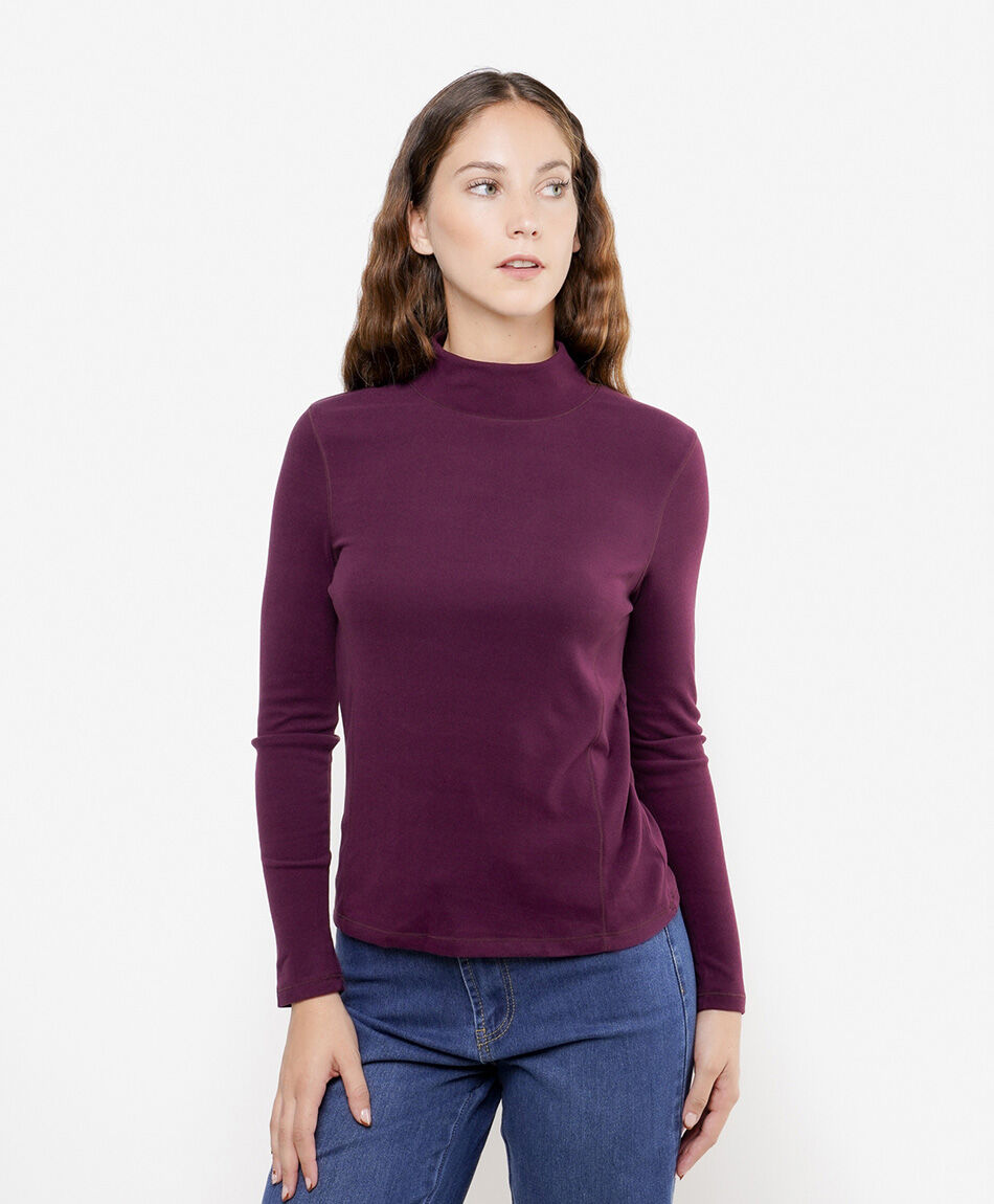 Remera mujer lisa cuello medio