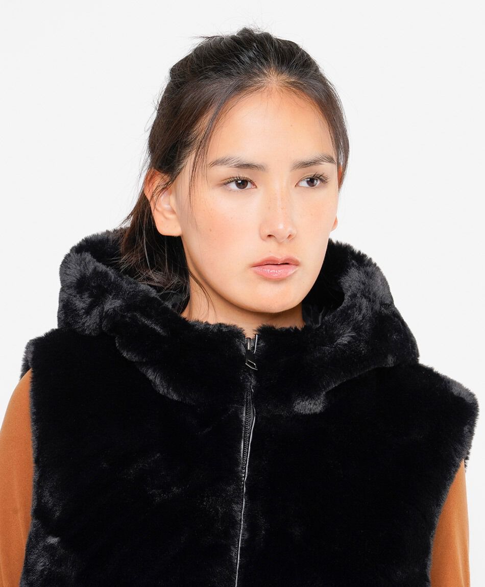 Campera mujer sin mangas piel