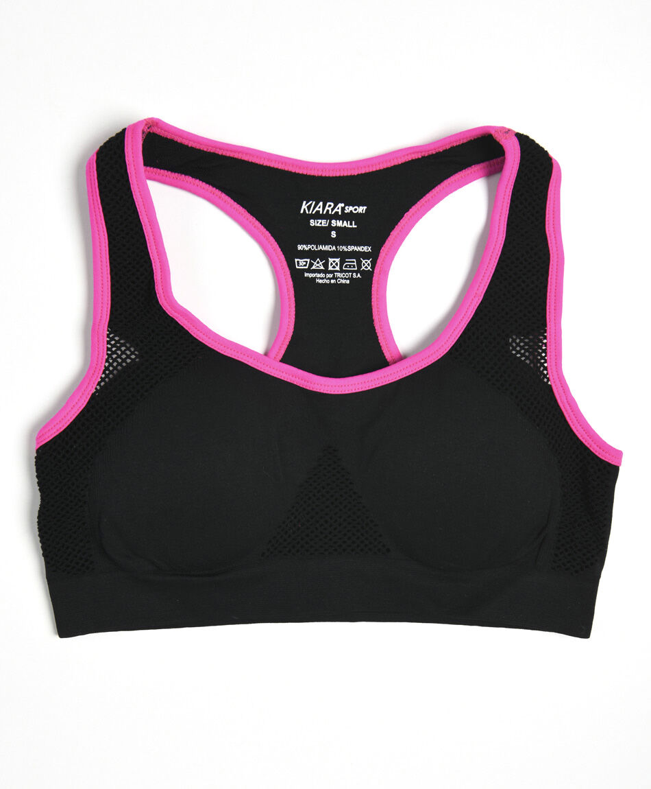 Top deportivo mujer malla escote redondo