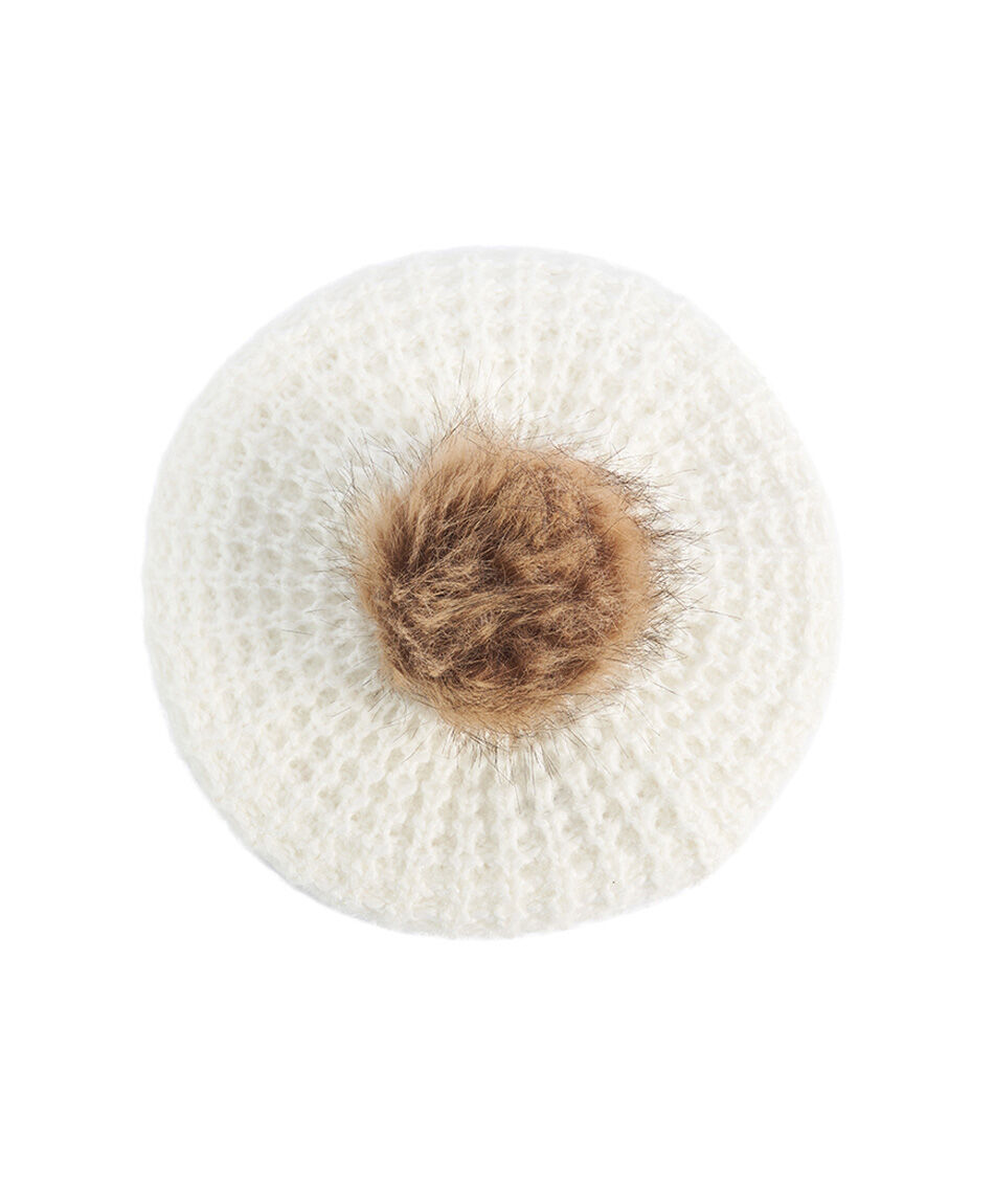 Boina mujer pompom white
