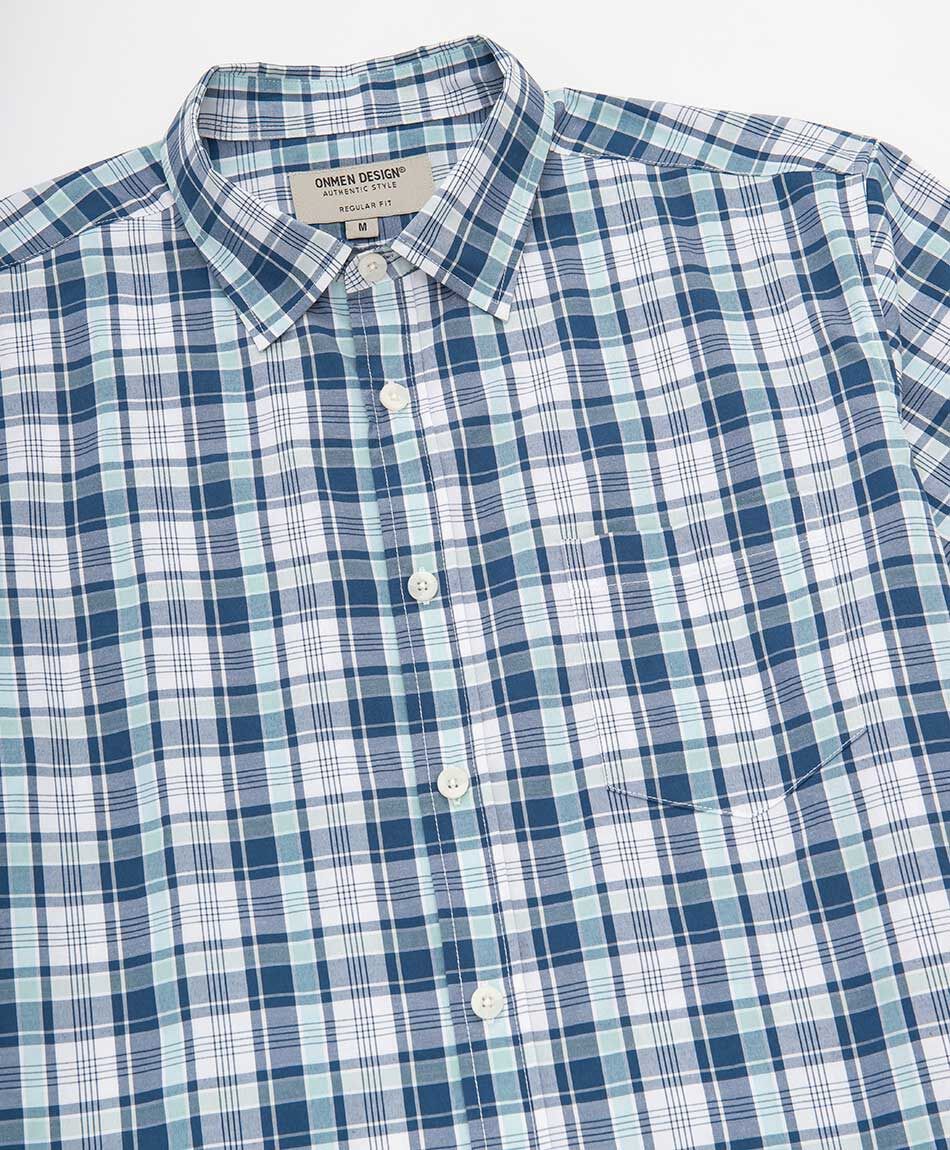 Camisa hombre cuadrill&eacute; azul