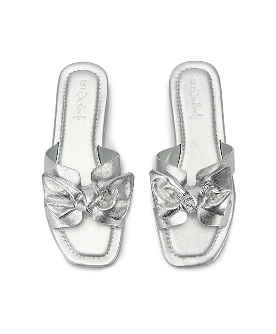 Sandalia mujer cinta silver plana