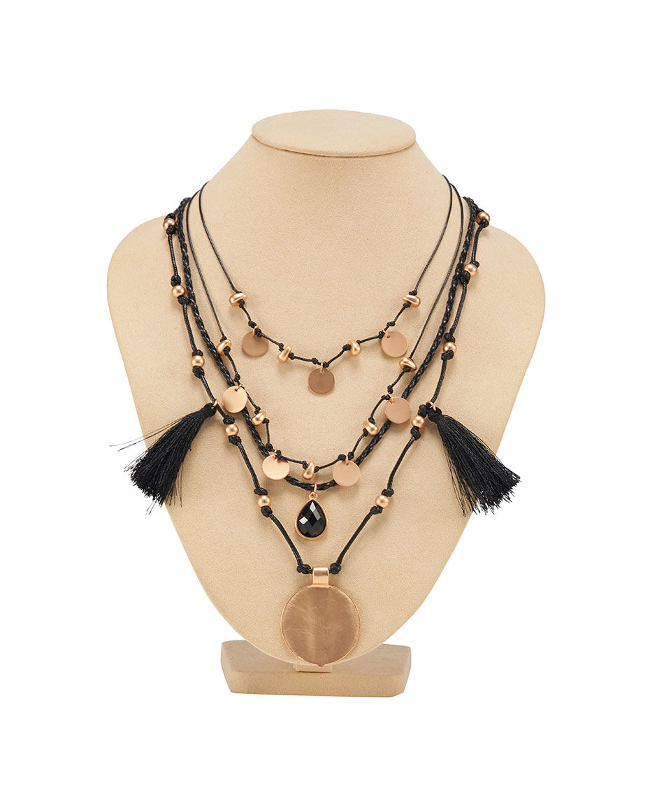 Set collares mujer mix dorado negro