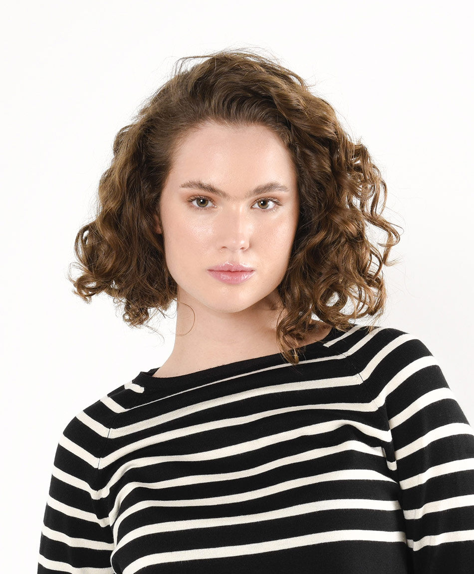 Sweater mujer rayado blanco y negro