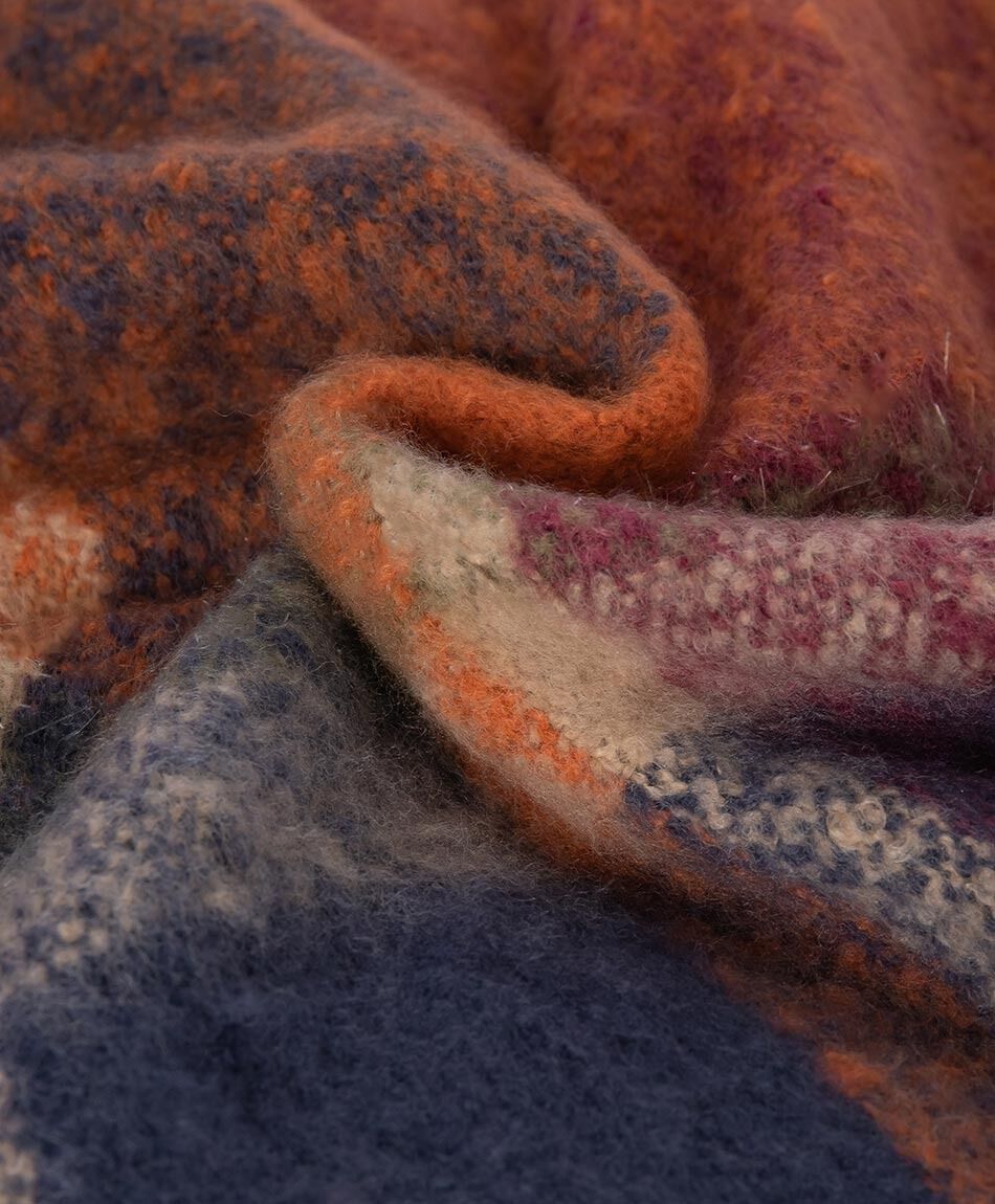 Poncho mujer cuadros orange