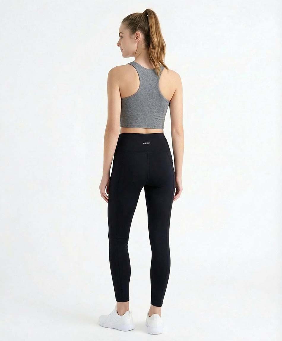 Calza deportiva mujer negra tiro alto