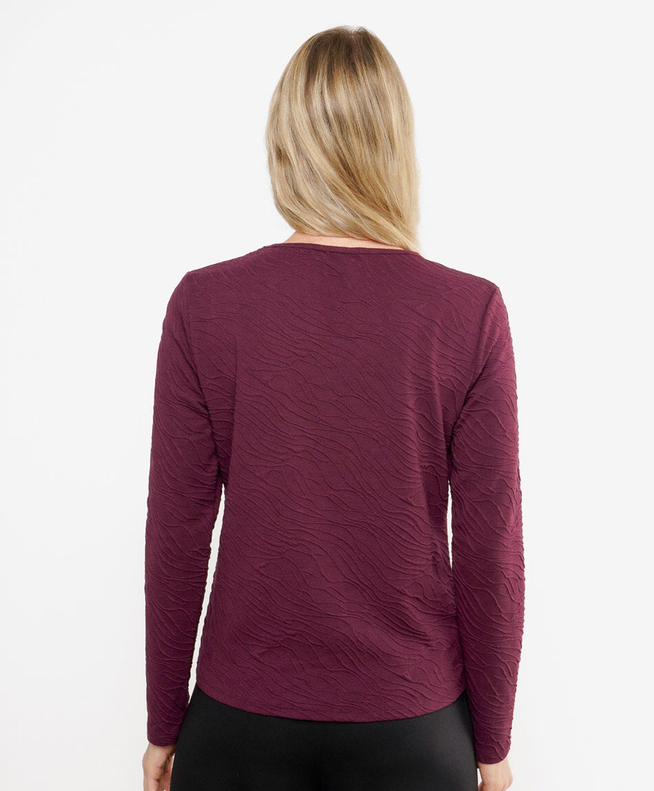 Remera mujer textura cebra burdeo