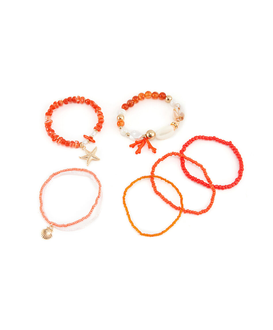 Set pulseras mujer rojas