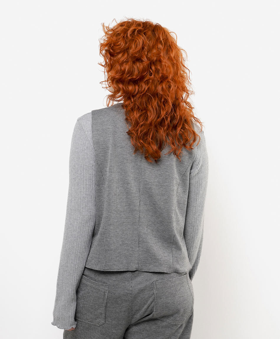 Vest mujer mini check grey