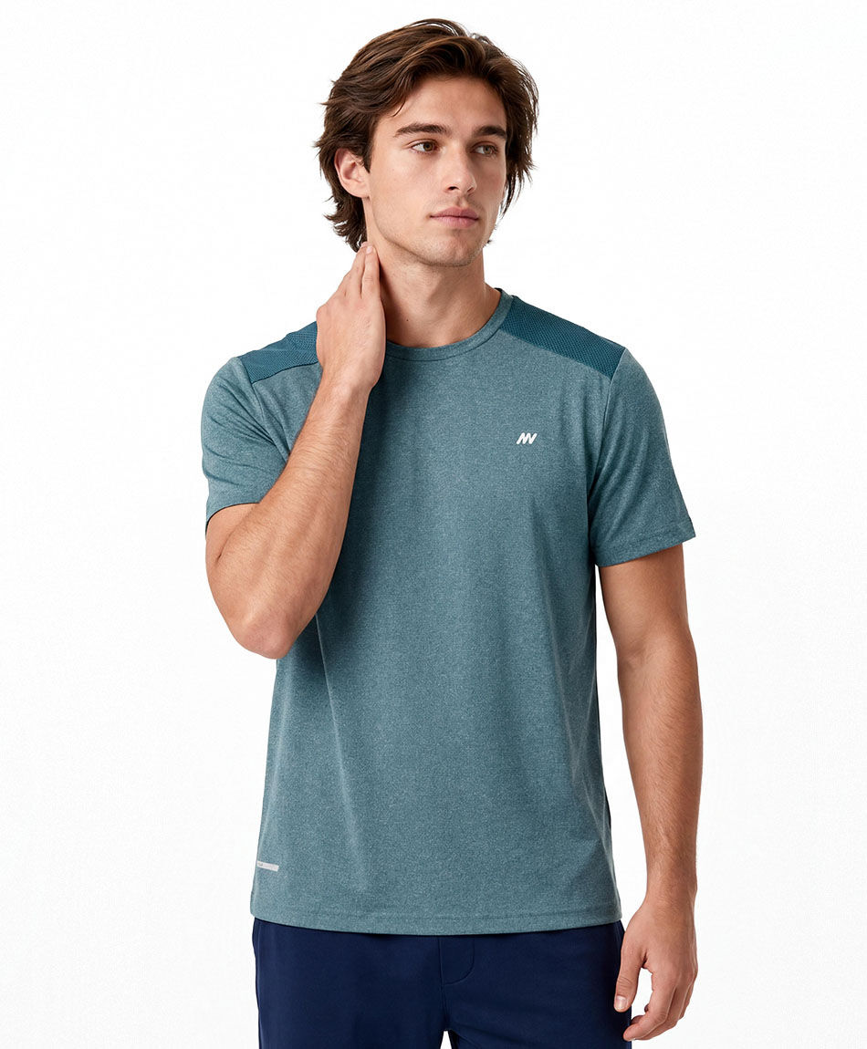 Remera deportiva hombre melange turquesa