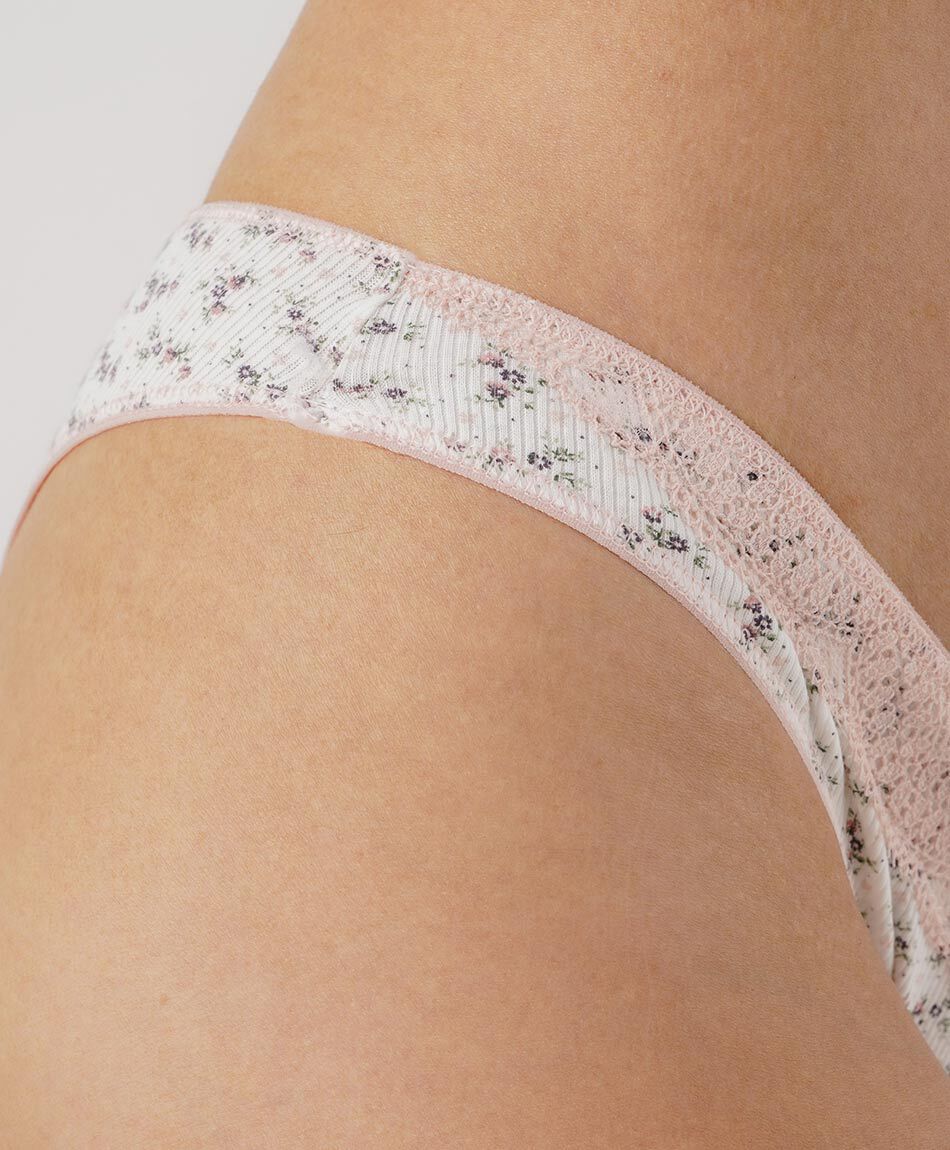 Tanga mujer algod&oacute;n mini florcitas
